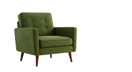 Green fabric armchair isolated on white &mdash; Kursi kain hijau