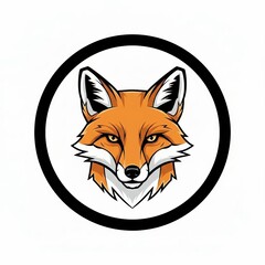 Obraz premium Realistic Fox Head Logo in Circle - Intense Mascot for Gaming or Sports Branding