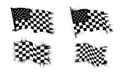 Grunge American and Racing Flag Set