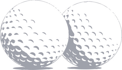 Golf ball vector with dimpled surface in grayscale style for sports, equipment, and aerodynamic design themes