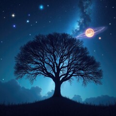 night landscape with moon