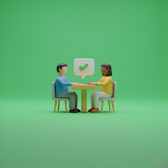 Fototapeta premium Successful Interview or Agreement: 3D Illustration of Positive Discussion
