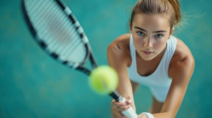 An athlete with a racket and tennis ball in concentration — illustrations for sports articles, training advertisements, motivational posts.