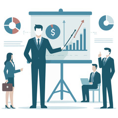 Flat design meeting and teamwork icon set including brainstorming, discussion, presentation, collaboration, and business agreement