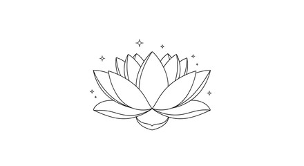 Elegant Lotus Flower Line Art Illustration for Meditation and Spa Designs