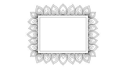 Ornate Lotus Flower Frame Decorative Vector Border with Elegant Floral Design