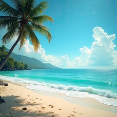 tropical beach with palm trees