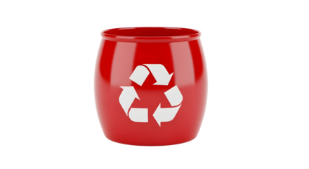Red Recycling Bin with White Recycle Symbol.