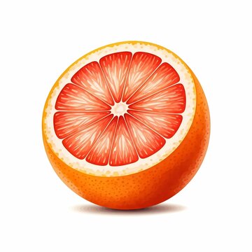 Half of a red grapefruit or blood orange, fresh citrus fruit vector illustration.

