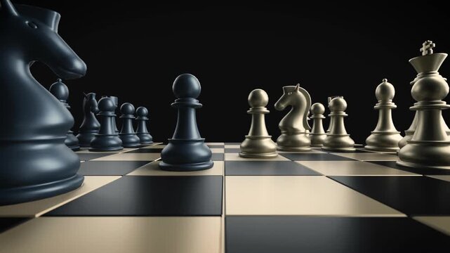chess in a dark studio environment