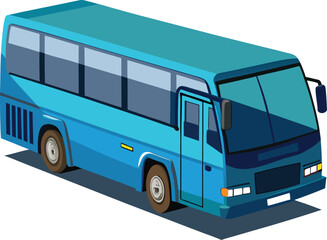 Blue passenger bus with tinted windows and dark icon isolated on white transparent background vector eps png jpg business people clipping path cutout 2025 2026 4k full hd poster banner label download