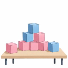 Obraz premium Building Blocks of Childhood: Pink and Blue Toy Cubes 