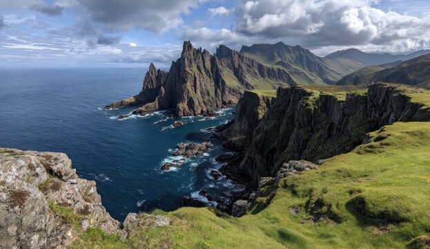 Dramatic coastal cliffs meet a churning ocean