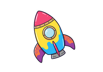 Colorful Rocket Illustration: Perfect for Kids' Projects and Space Themes