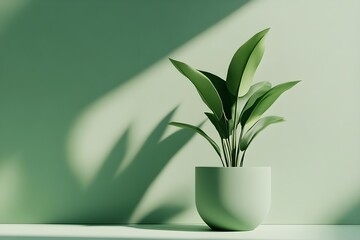 Soothing green, minimalist style pot depicting a perfect indoor decorative plant for a more lively and fresh atmosphere