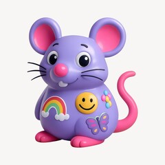 Fototapeta premium Colorful cartoon mouse toy illustration.