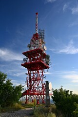 Telecommunication tower mast TV antennas wireless technology .