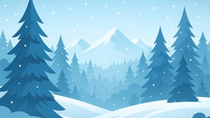 Obraz premium Serene winter landscape illustration.