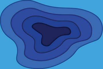 Abstract layered paper cut art, blue color gradient depth illusion