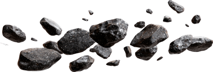 Celestial asteroid belt with floating rock and meteoroid in deep space