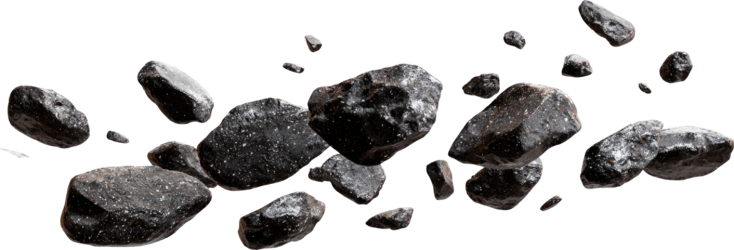 Celestial asteroid belt with floating rock and meteoroid in deep space