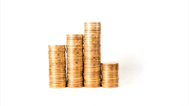 Phone on currency Gold Bitcoin BTC Bit Coin close up of Bitcoin coins on black background. phone screen Stock markets uptrend dynamic