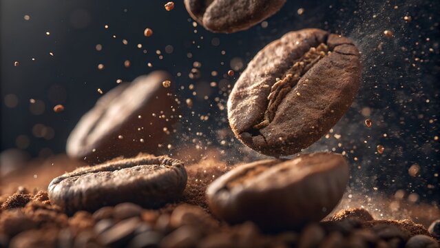 Generated Image: Hyper-detailed macro shot of the inside of a coffee bean grinding, showing textured surfaces and tiny particles mid-air.
- Powered by Adobe