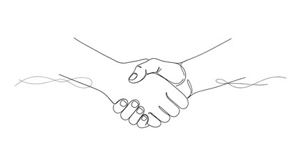 Elegant minimalist line art depicting a business handshake symbolizing agreement