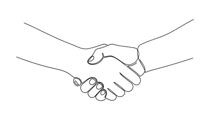 Elegant minimalist line art depicting a business handshake symbolizing agreement