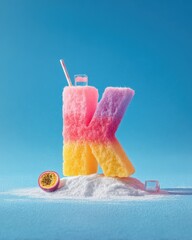 Bright colorful summer drink with fluffy straw vibrant juice and playful design perfect for holidays parties and cheerful outdoor celebrations