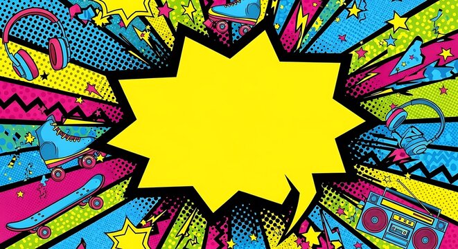 Retro Pop Art Speech Bubble Design.