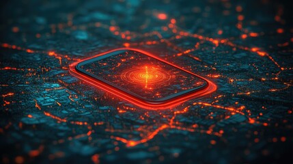 Futuristic smartphone concept with glowing neon edges, representing digital connectivity