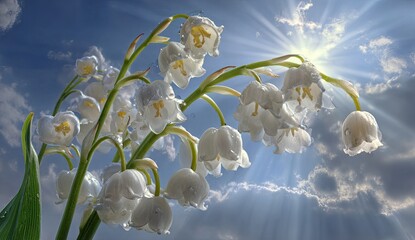 Delicate white lilies against a bright sky (1)