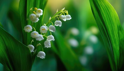Delicate white lilies amidst lush green foliage