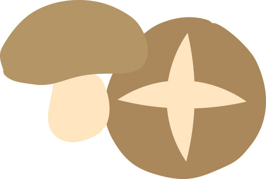 brown shiitake mushrooms, simple flat design clip art preview