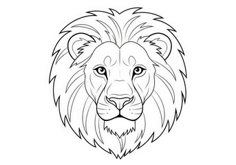Fototapeta premium Detailed Line Art Illustration of a Majestic Lion Head with Intricate Fur Patterns