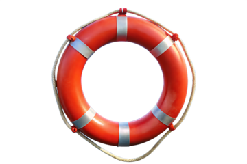 Orange Lifebuoy with Rope on Black Background life preserver