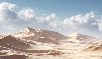 Vast desert landscape under a hazy, light sky