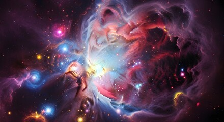 Vibrant Celestial Nebula Bursting with Stellar Light and Cosmic Dust