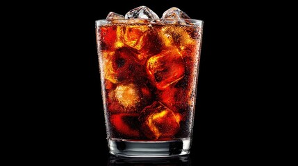 Glass of cola with ice cubes