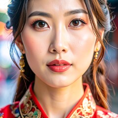 Close up portrait of beautiful asian woman