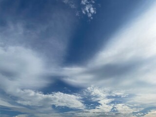 Clear Blue Sky Background With Scattered Clouds