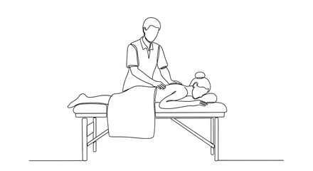 Massage Minimalist Line Art Drawing. Continuous One-Line Minimal Art Drawing of Massage. Trendy Minimalist Illustration