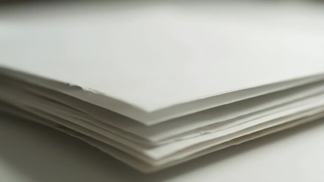 Neatly stacked white paper sheets with soft lighting texture