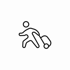 man pulling suitcase icon sign vector