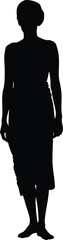Elegant Woman Silhouette Holding Draped Fabric Standing Pose Vector Graphic
