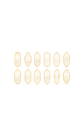 Set of 12 Islamic ornamental frames with geometric patterns. Arabic-style golden borders on white background. Vector collection for invitation, greeting card.ai