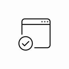 browser with checkmark circle icon sign vector
