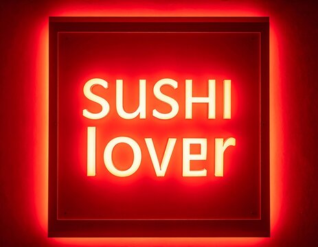 Red neon sign displaying "SUSHI lover