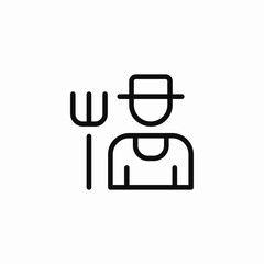farmer with pitchfork icon sign vector